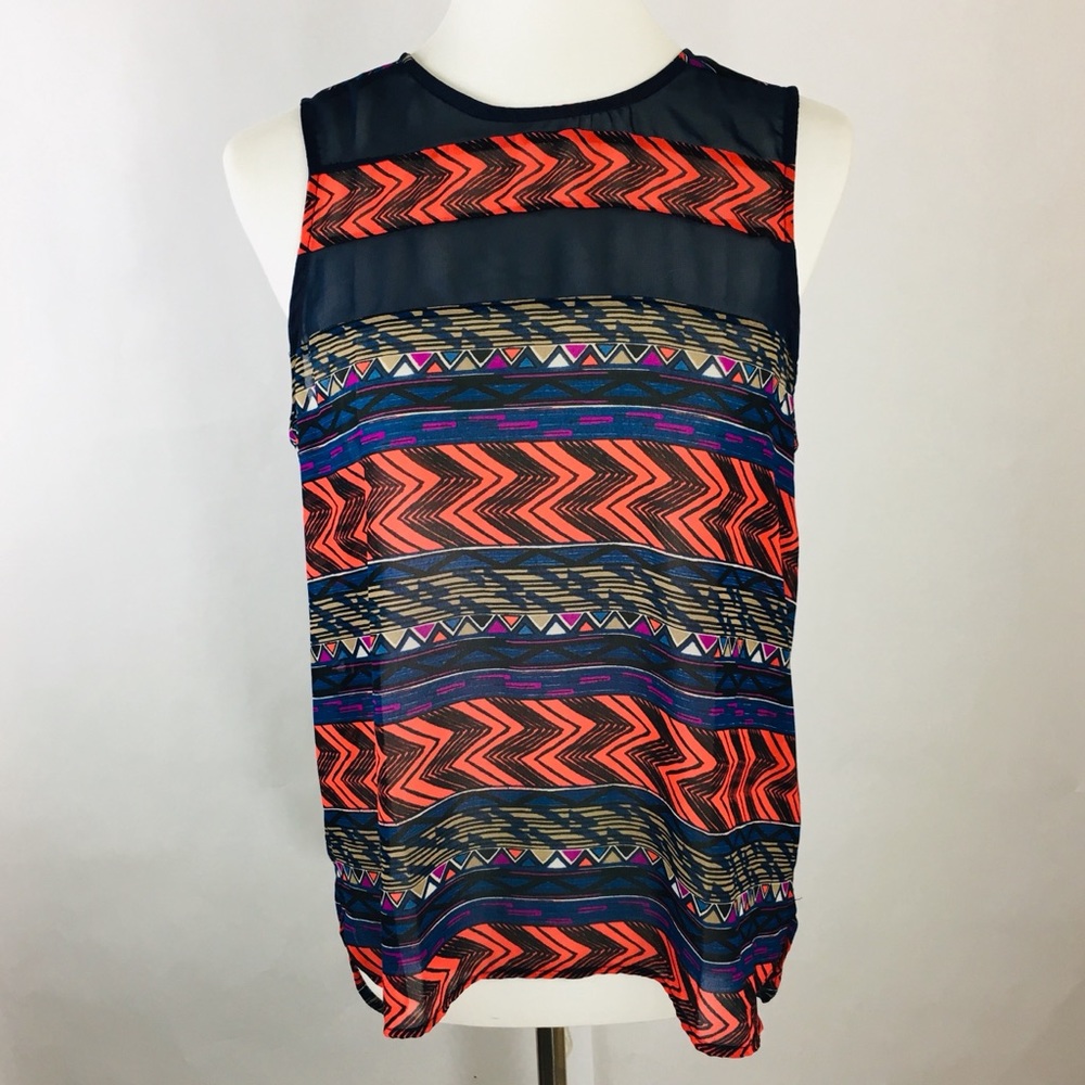Paper Crane Multi color sheer tank top NO size